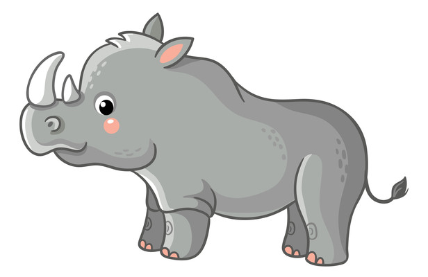 灰色犀牛卡通手绘