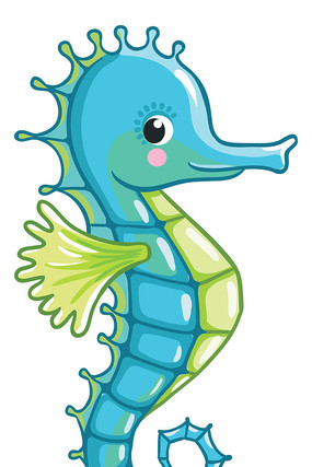 蓝色海马卡通手绘 蓝色海马卡通手绘