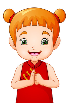 拜年女娃娃卡通高清png免抠元素 PNG