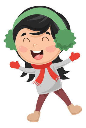 带绿色耳罩的女孩手绘 带绿色耳罩的女孩手绘