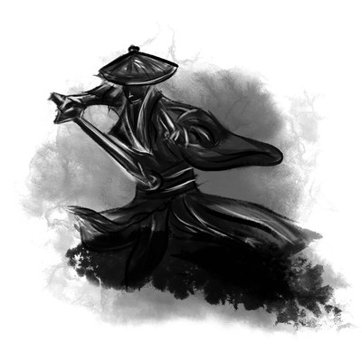 原创古风水墨持刀武侠人物 原创古风水墨持刀武侠人物