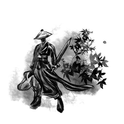 原创古风水墨持刀武侠人物 原创古风水墨持刀武侠人物