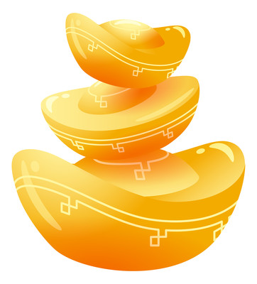 卡通元宝金色 PNG