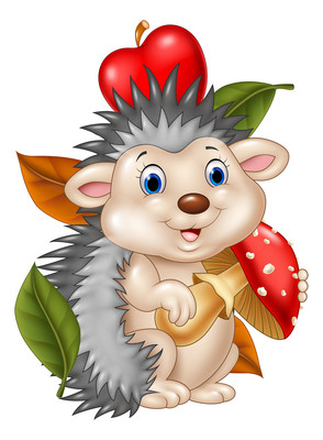 刺猬抱着蘑菇元素 刺猬抱着蘑菇元素