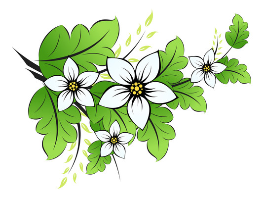 白色花朵树叶元素 白色花朵树叶元素