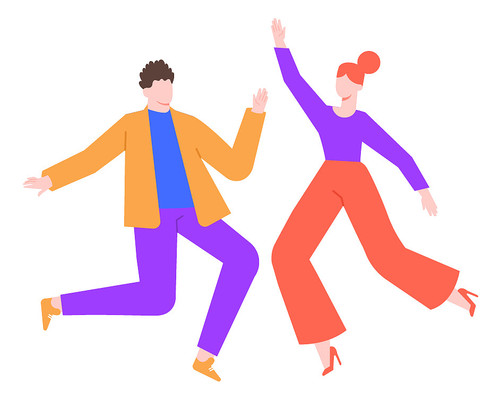 手绘卡通人物在跳舞 手绘卡通人物在跳舞