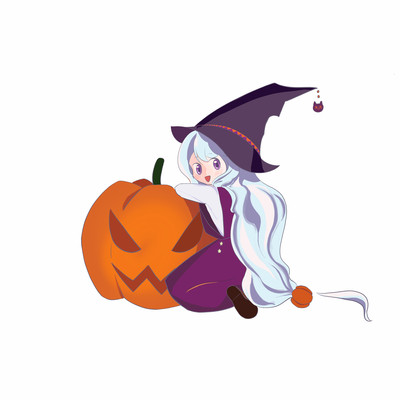 万圣可爱插画插图女巫 万圣可爱插画插图女巫