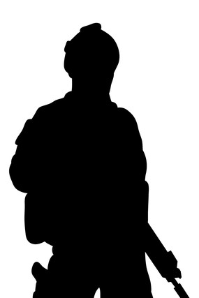 黑色战士持枪黑色剪影 黑色战士持枪黑色剪影