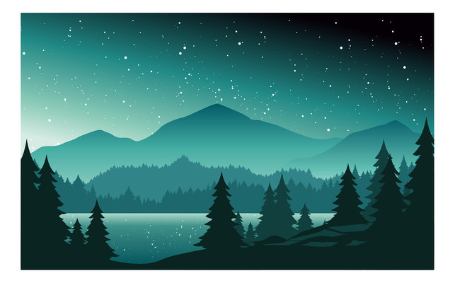 ɭ��ҹ��ˮī���� PNG