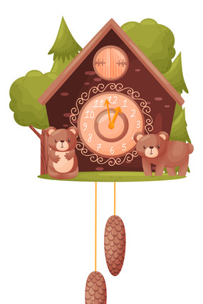 卡通房屋式钟表免抠元素 卡通房屋式钟表免抠元素