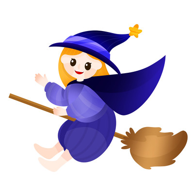 原创小女巫骑扫帚万圣节 原创小女巫骑扫帚万圣节