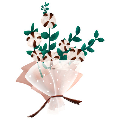 包好的一束花手绘 PNG