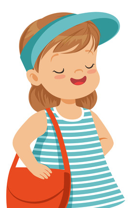 背着红色包的女孩元素 背着红色包的女孩元素