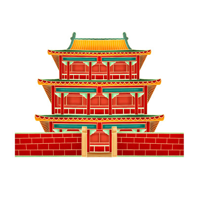 卡通手绘古建筑高楼 PNG