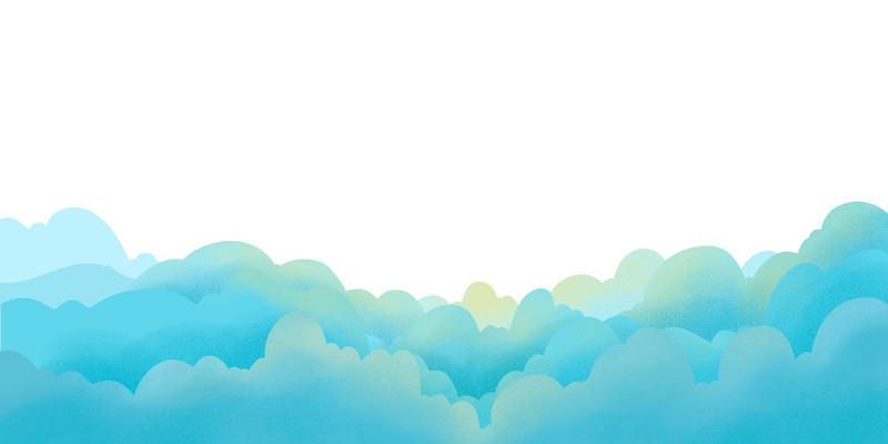 手绘卡通蓝色的云彩装饰元素免抠 手绘卡通蓝色的云彩装饰元素免抠