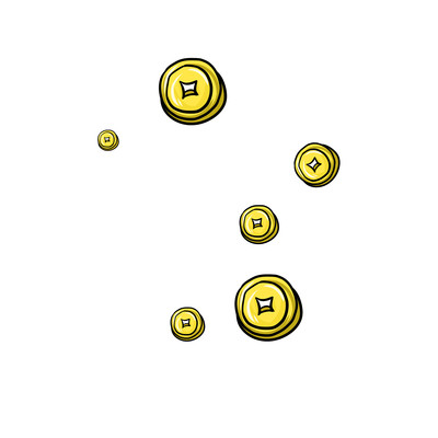 手绘卡通铜钱免抠png PNG