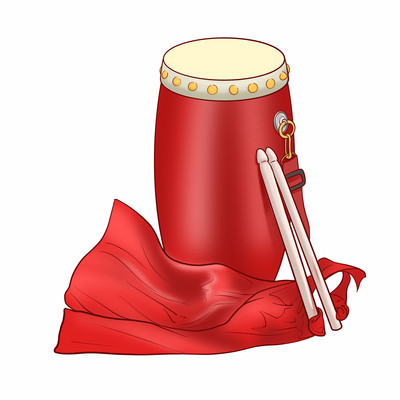 新年红色腰鼓鼓槌素材 新年红色腰鼓鼓槌素材