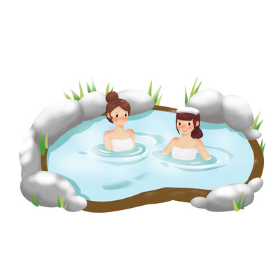 冬天可爱女孩泡温泉 冬天可爱女孩泡温泉