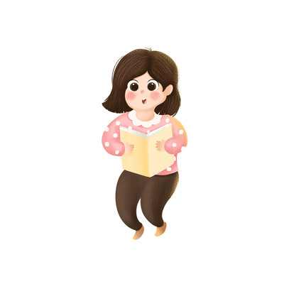 可爱读书女孩手绘插画元素 可爱读书女孩手绘插画元素