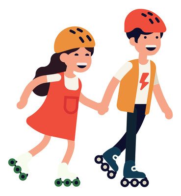 两个手牵手滑冰的少年 两个手牵手滑冰的少年