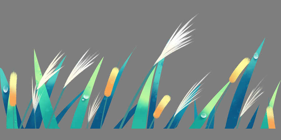 手绘卡通青草芦苇免抠png PNG