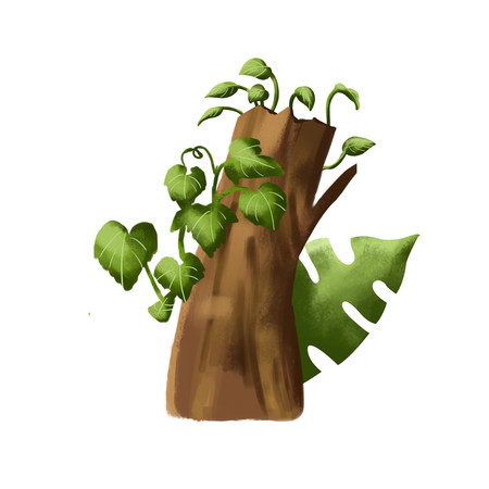 树干手绘插画元素png PNG