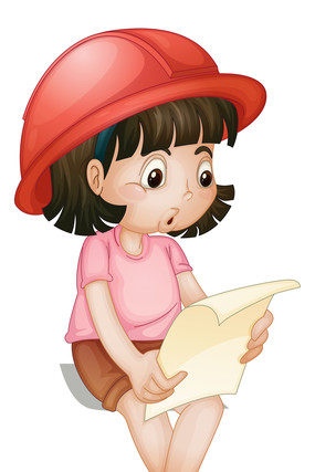 卡通坐着看卷子的女孩 卡通坐着看卷子的女孩