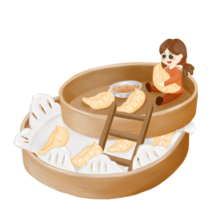 饺子与人物插画 饺子与人物插画
