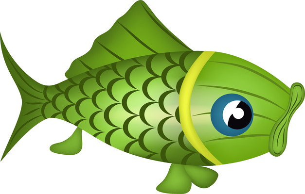 卡通绿色鲤鱼元素 卡通绿色鲤鱼元素