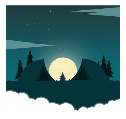 卡通夜幕降临的夜晚元素 卡通夜幕降临的夜晚元素