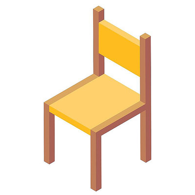 扁平2.5D黄色简约椅子卡通元素 扁平2.5D黄色简约椅子卡通元素