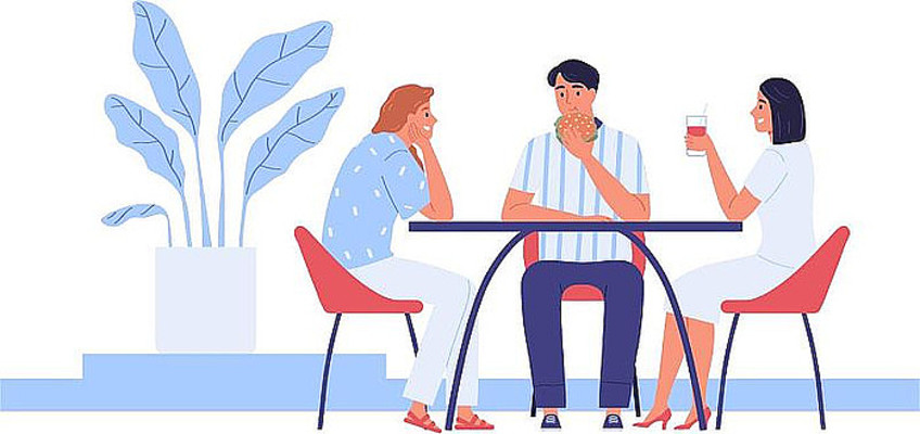 插画风格场景人物朋友用餐扁平化场景元素 插画风格场景人物朋友用餐扁平化场景元素