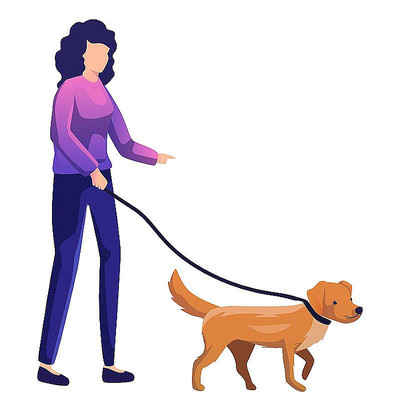 遛狗散步可爱动物卡通扁平元素 遛狗散步可爱动物卡通扁平元素