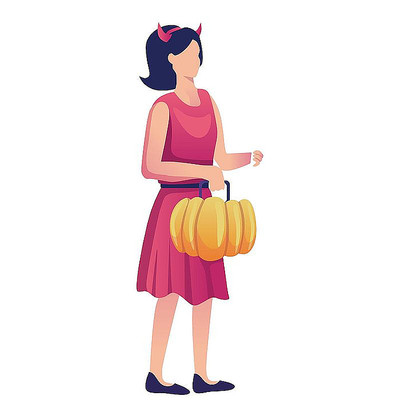 万圣节扁平手拿南瓜节日卡通元素 万圣节扁平手拿南瓜节日卡通元素