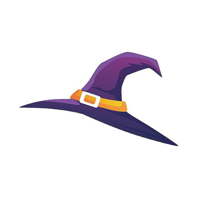 万圣节鬼节魔女帽帽子魔法帽扁平卡通元素 万圣节鬼节魔女帽帽子魔法帽扁平卡通元素