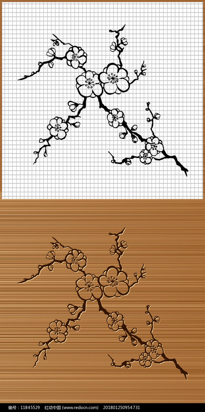 梅花矢量雕刻图