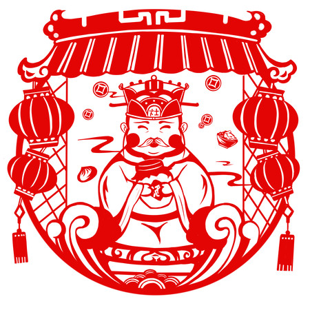 卡通小年灶王爷剪纸 卡通小年灶王爷剪纸