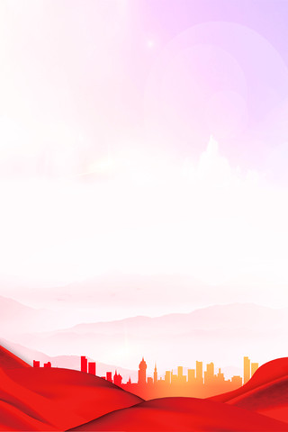 粉色渐变云彩城市剪影背景图 粉色渐变云彩城市剪影背景图