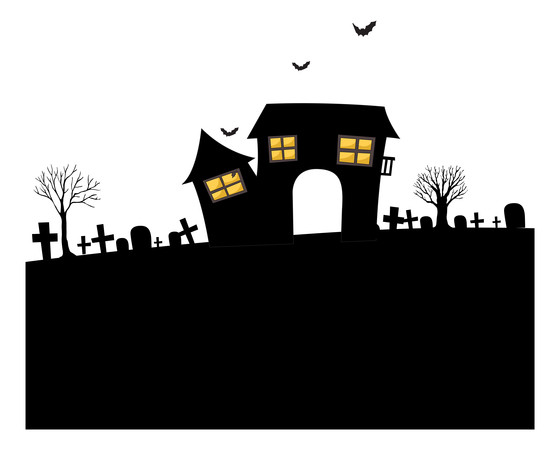 卡通黑色风景房子元素 卡通黑色风景房子元素