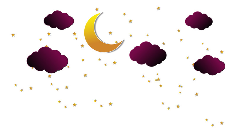 卡通紫色云朵月亮元素 卡通紫色云朵月亮元素