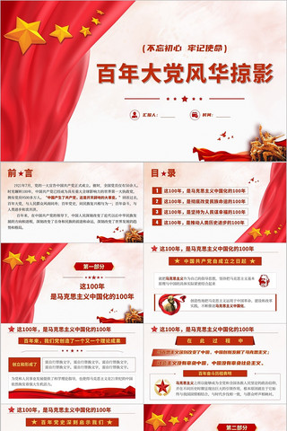百年大党风华掠影党支部主题党日党课PPT ppt