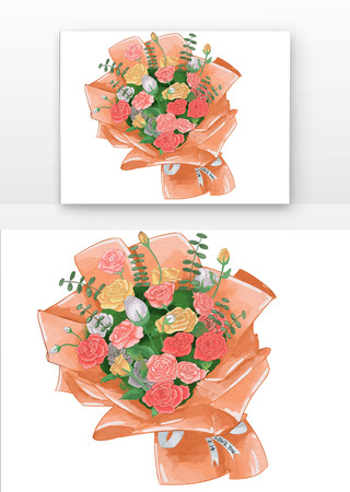 情人节水彩玫瑰花束 情人节水彩玫瑰花束