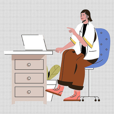 女人办公桌电脑盆栽 女人办公桌电脑盆栽