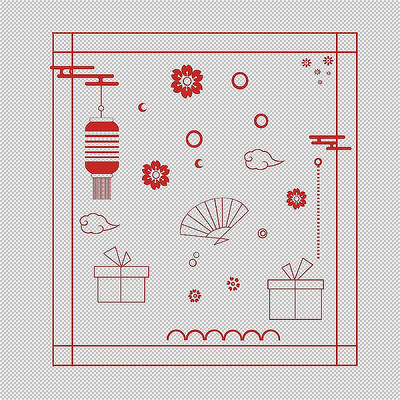 过年新年红色元素 PSD