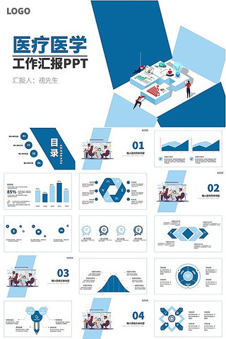 ��ɫҽ��ҽѧ���������ܽ�㱨PPTģ��