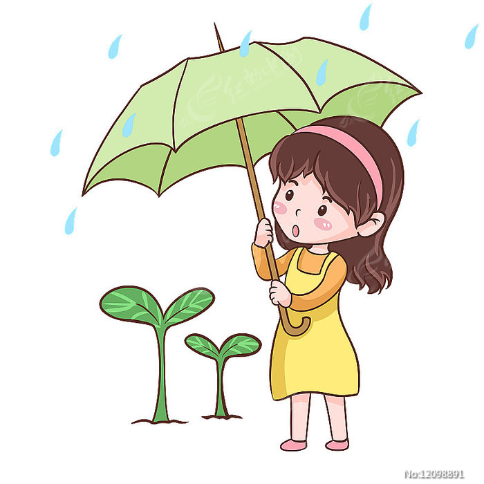 a萌丫手绘春雨图片