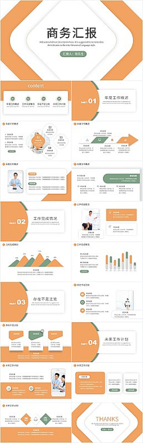 ��ɫ��Լ������㱨PPTģ��