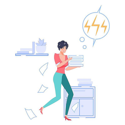 手绘人物工作送文件紧急着急 手绘人物工作送文件紧急着急