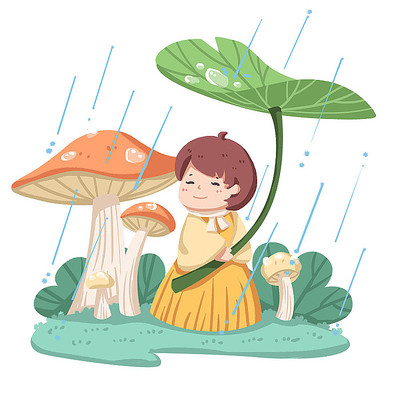 雨水节气可爱外出素材 雨水节气可爱外出素材