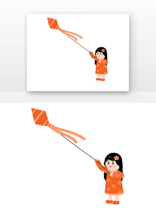 放纸鸢的女孩子手绘配图 放纸鸢的女孩子手绘配图